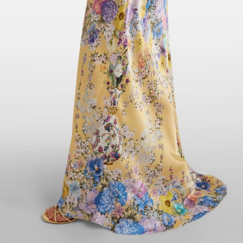 Camilla Embellished floral ruffled silk satin maxi dress NWT - Picture 4 of 9